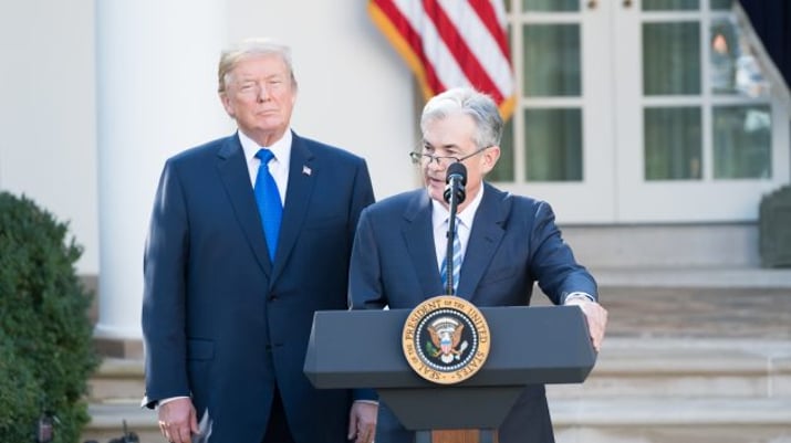 Presidente dos EUA, Donald Trump, e presidente do Fed, Jerome Powell
