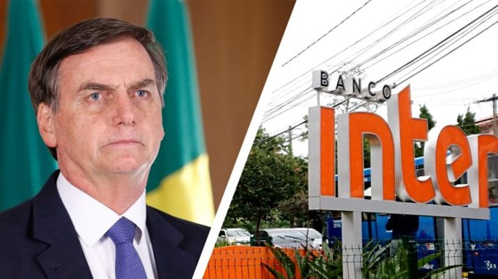 Montagem de Jair Bolsonaro e Banco Inter