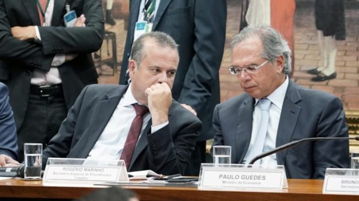 Ministro Paulo Guedes e o secretário Rogério Marinho