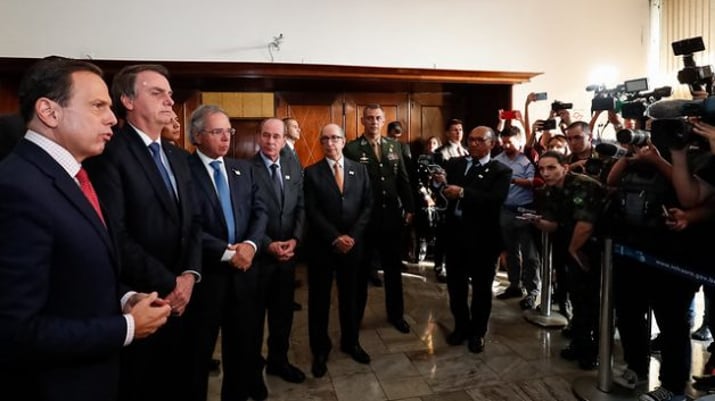 Presidente da República, Jair Bolsonaro durante entrevista coletiva