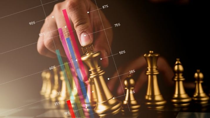 Imagem mostra jogo de xadrez com simulações de gráficos