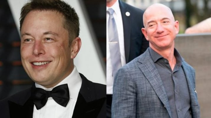 Os bilionários Elon Musk e Jeff Bezos