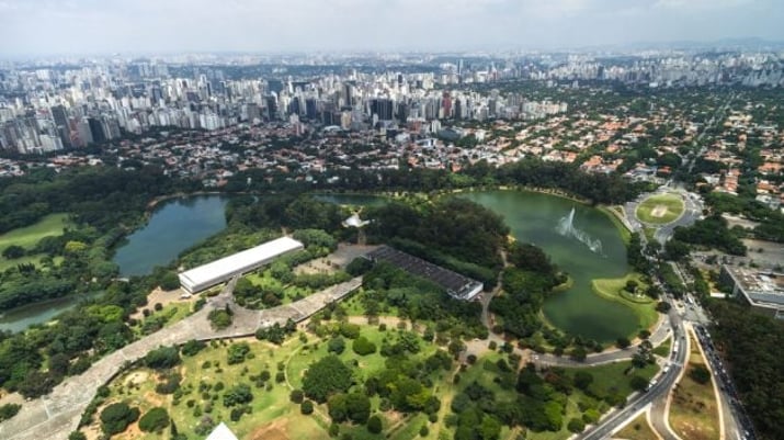 Vista aérea do parque Ibirapuera