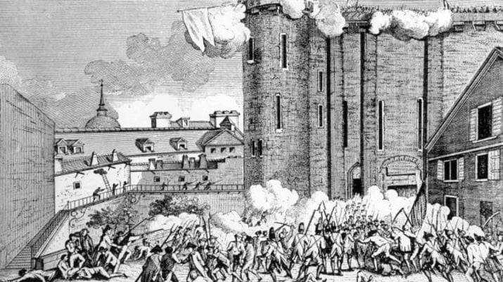 Ilustração da queda da Bastilha, um episódio marcante da revolução francesa