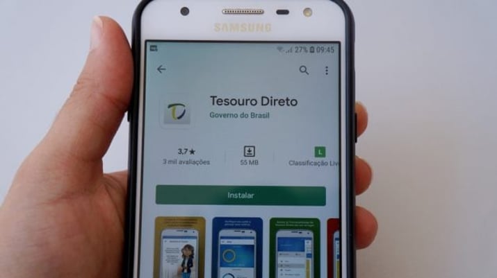 Tela de celular mostra o app do Tesouro Direto
