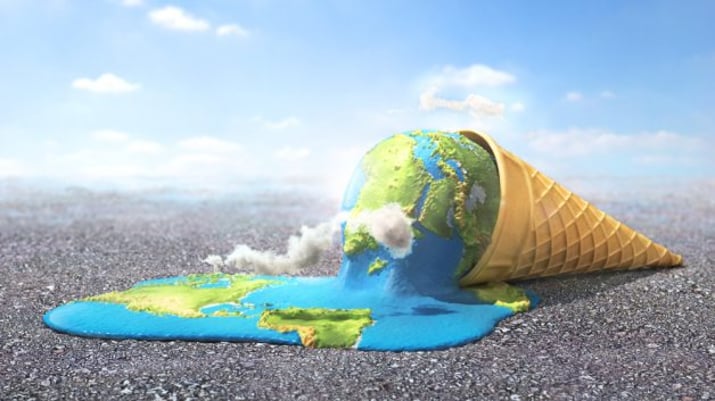 Terra, sorvete, aquecimento global, carbono