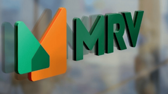 Logo da MRV (MRVE3) nas cores verde e amarelo