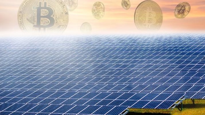 Painéis solares para geração de energia solar e bitcoin