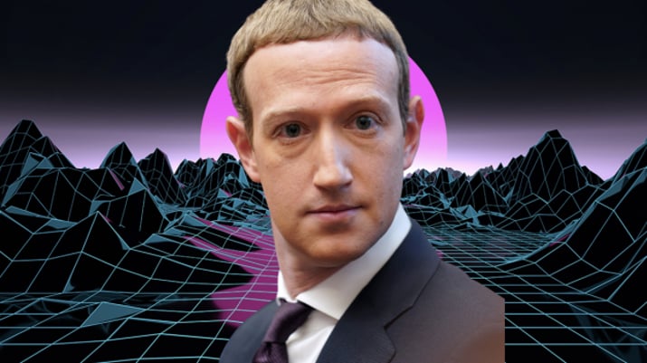 Montagem com imagem de Mark Zuckerberg, criador do Facebook e CEO da Meta