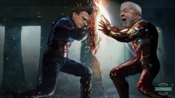 Lula vs Bolsonaro como homem de ferro e capitão américa
