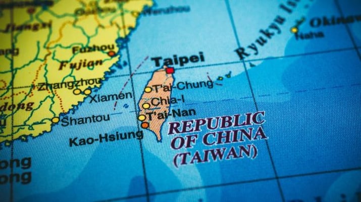 Mapa da China e Taiwan