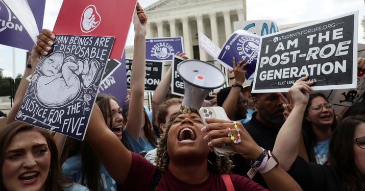 mulheres protestam contra o fim do aborto legal nos eua, em frente a Suprema Corte