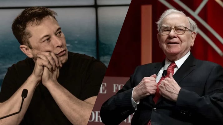 Elon Musk, CEO da Tesla, e Warren Buffett, CEO da Berkshire Hathaway