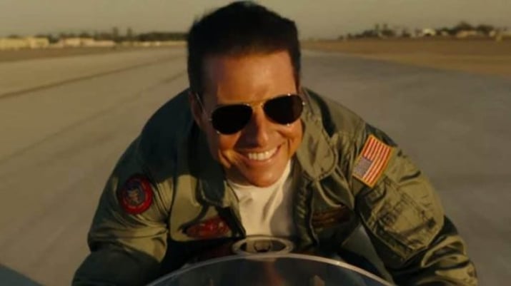 O ator Tom Cruise no filme Top Gun: Maverick, da Paramount Pictures