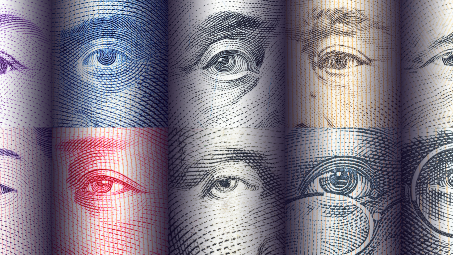 Olhos em notas de dinheiro