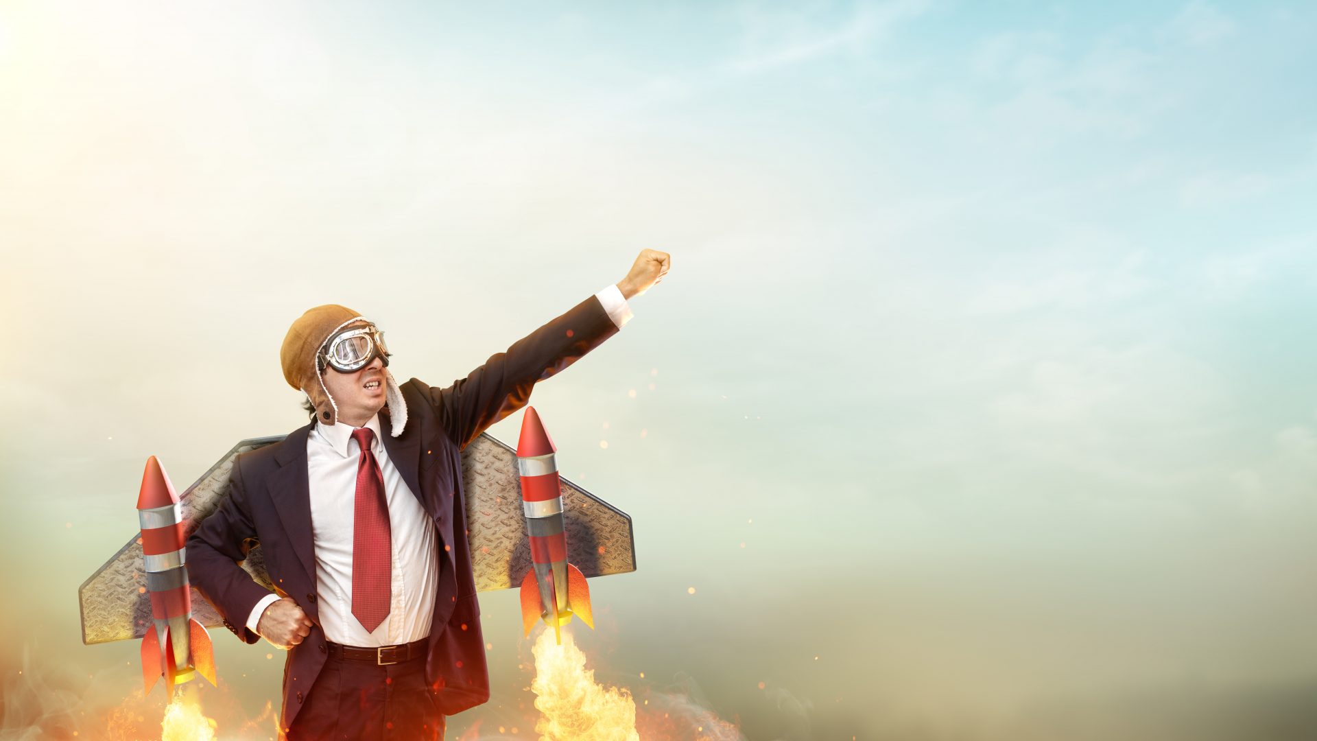 Executivo com turbo pronto para decolar