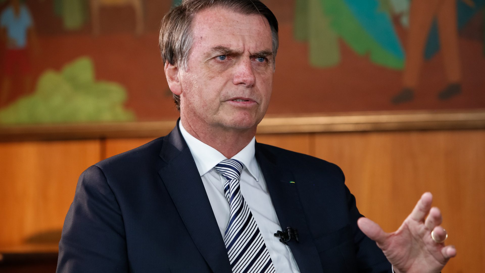 Presidente da República, Jair Bolsonaro, durante entrevista para o jornal do SBT