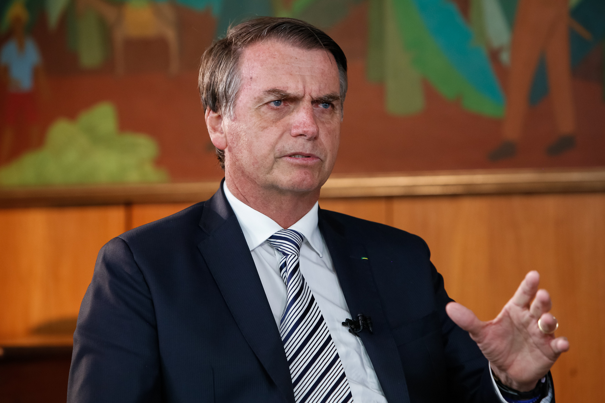 Presidente da República, Jair Bolsonaro, durante entrevista para o jornal do SBT