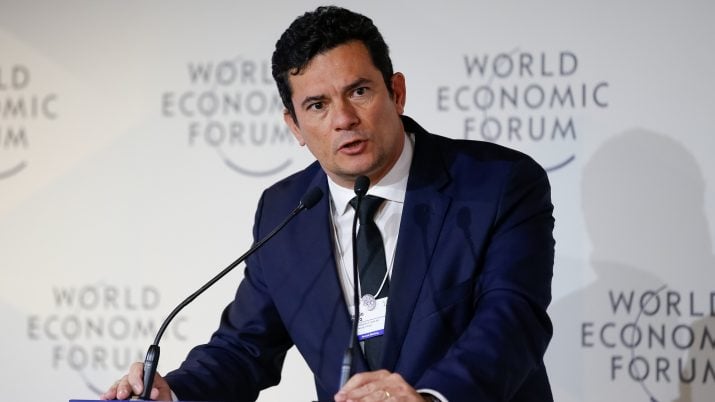 O Ministro da Justiça e Segurança Pública, Sérgio Moro fala em Davos