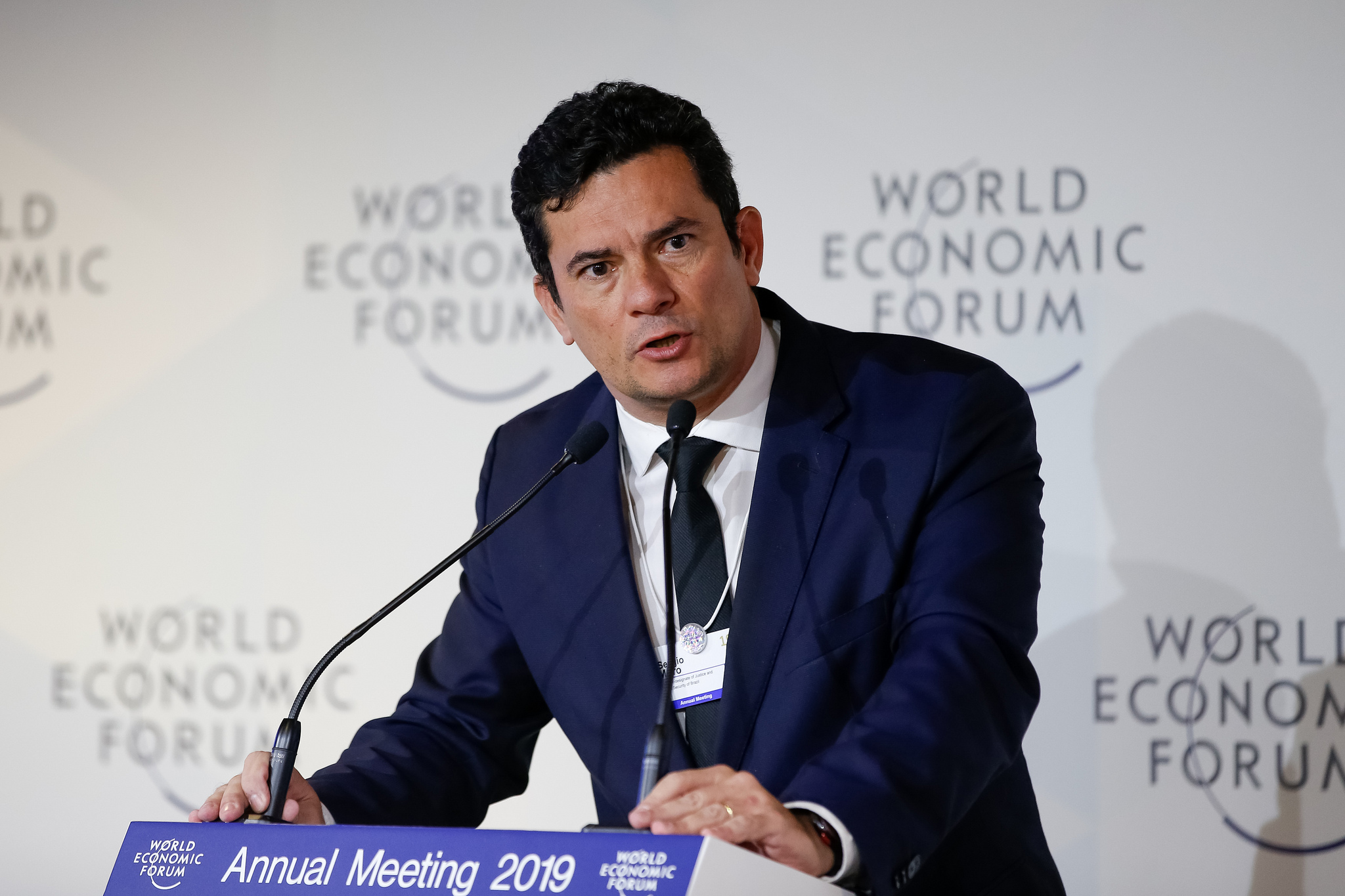 O Ministro da Justiça e Segurança Pública, Sérgio Moro fala em Davos