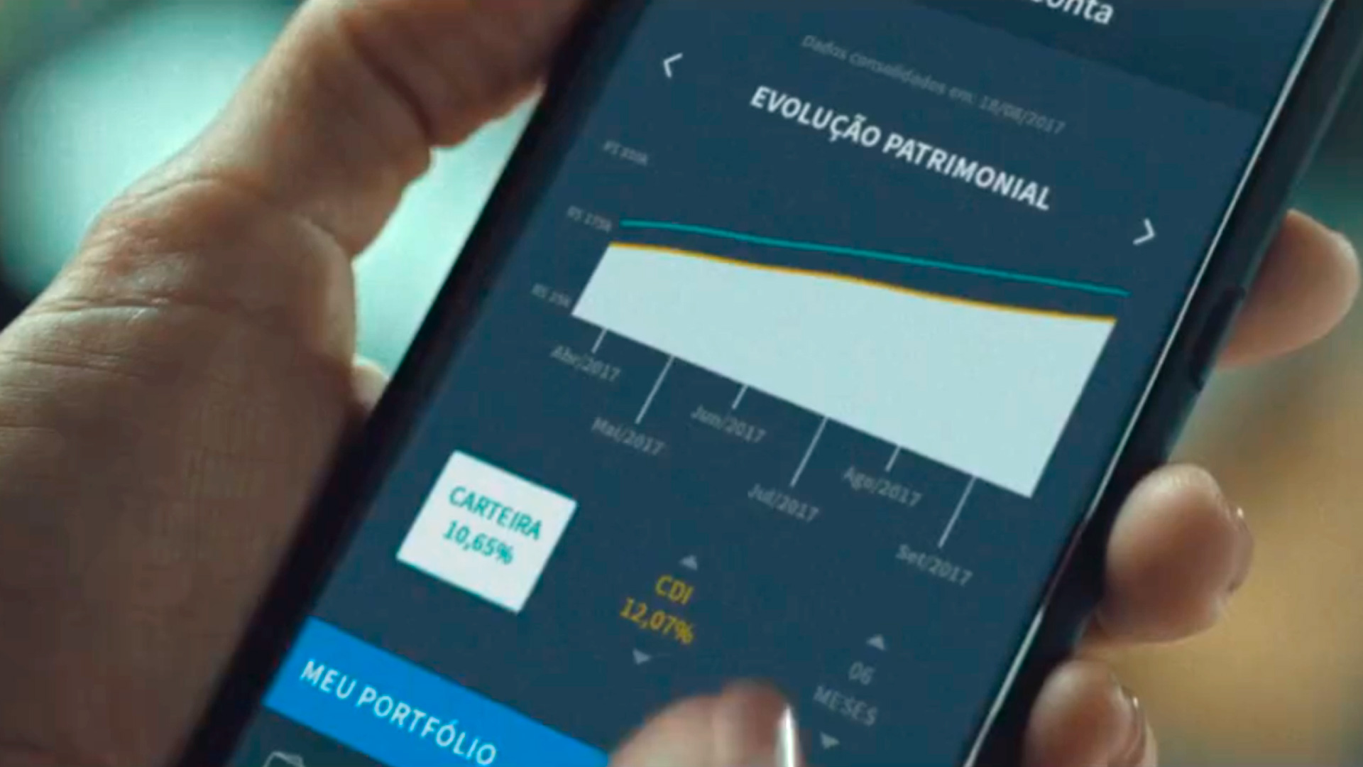 Tela do aplicativo da plataforma de investimentos do BTG Pactual