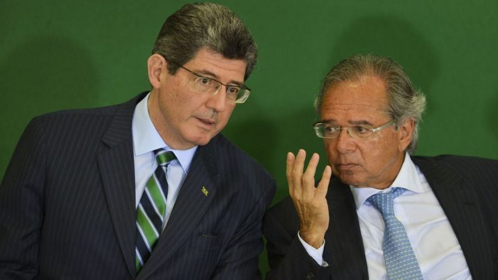 O presidente do BNDES, Joaquim Levy, e o ministro da Economia Paulo Guedes,