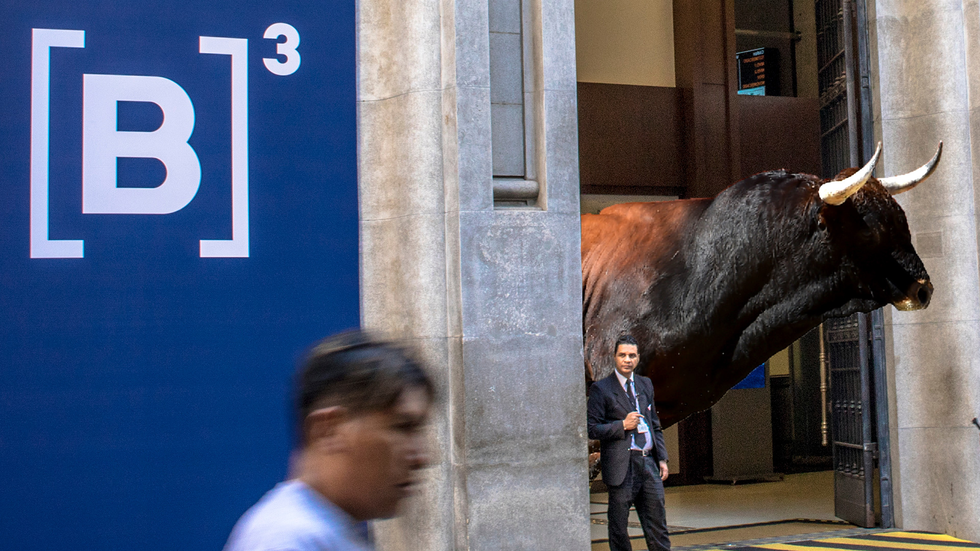 Touro grande saindo de dentro do ibovespa