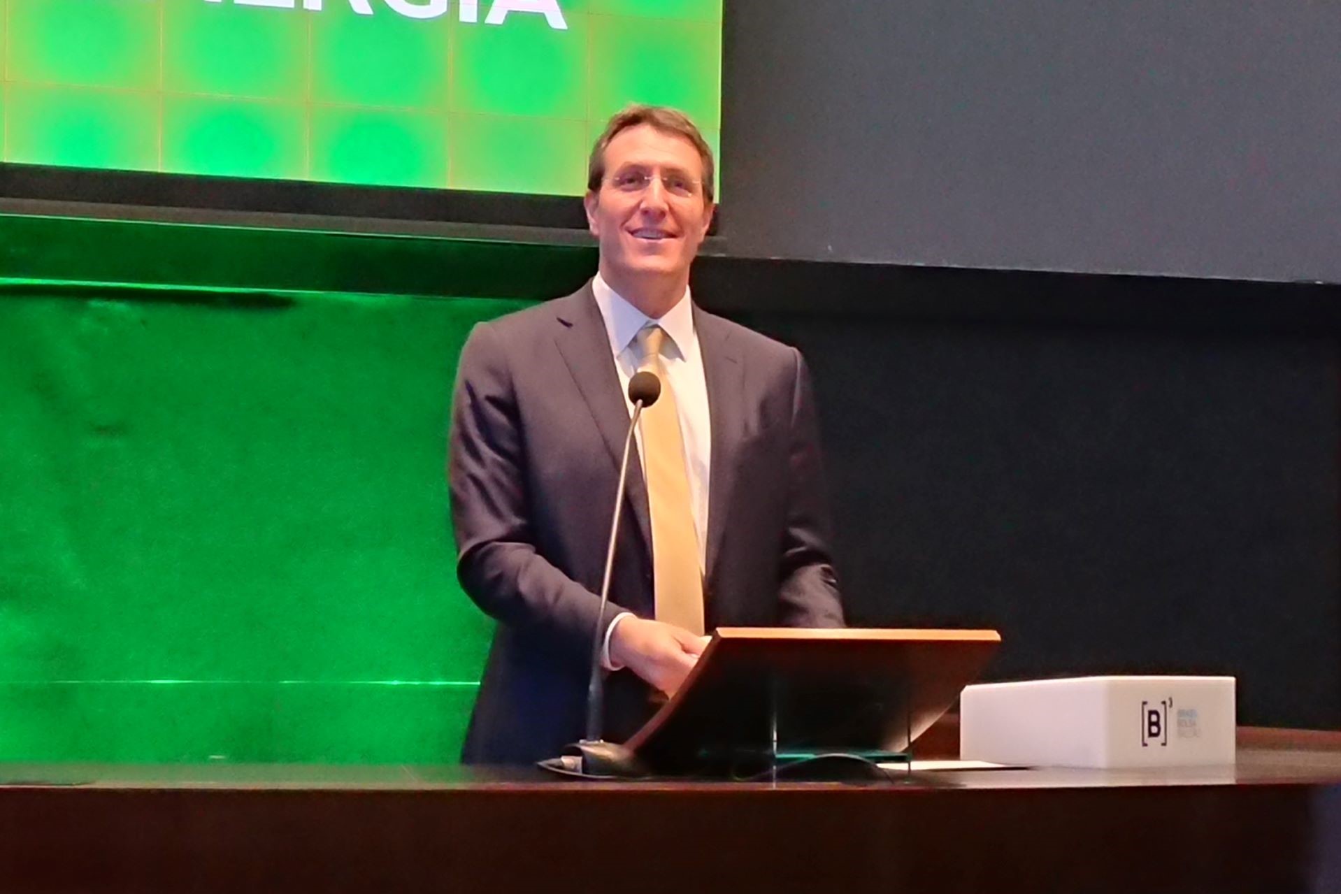 Gilson Finkelsztain, presidente da B3, em cerimônia na sede da bolsa