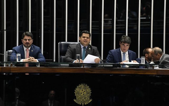 Plenário do Senado com o presidente Davi Alcolumbre