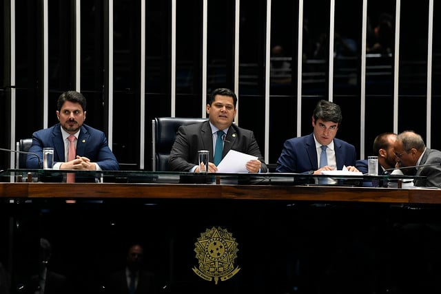 Plenário do Senado com o presidente Davi Alcolumbre