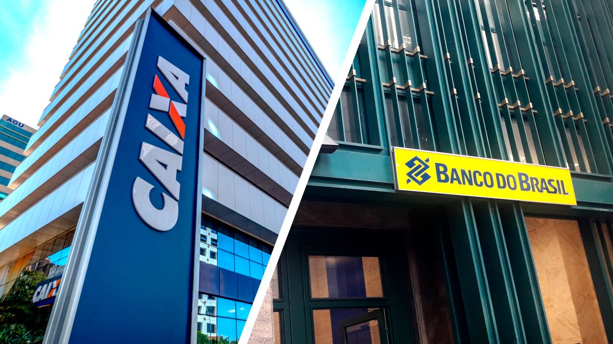 Fachadas da Caixa e do Banco do Brasil