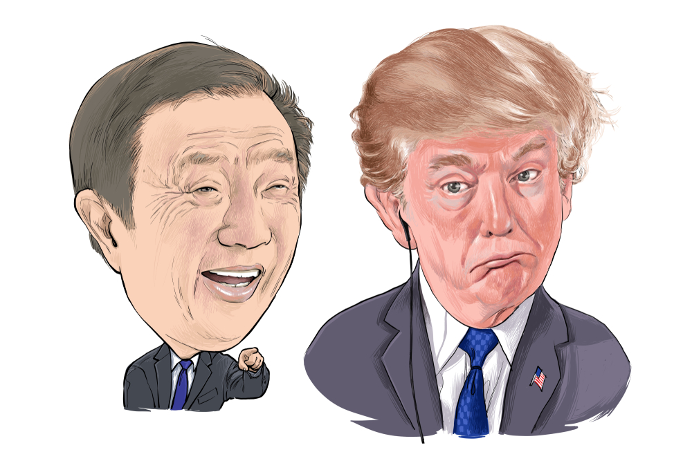 Zen Rhengfei, da Huawei, e Donald Trump