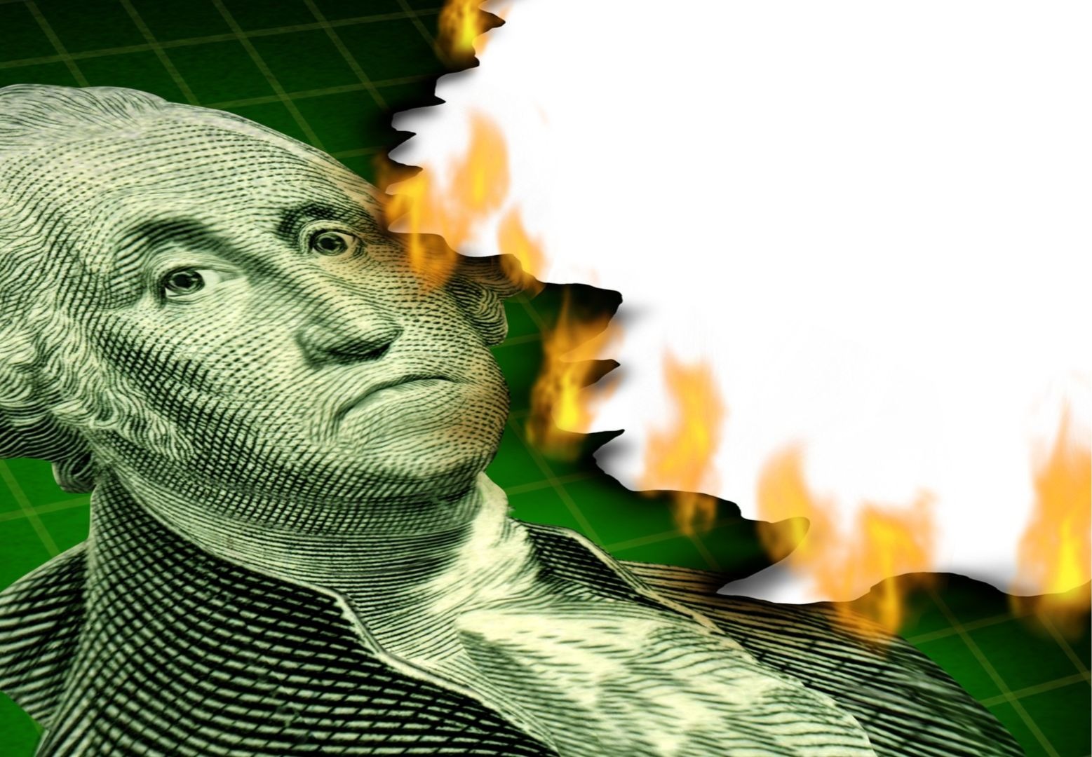 Cédula de dólar queimando