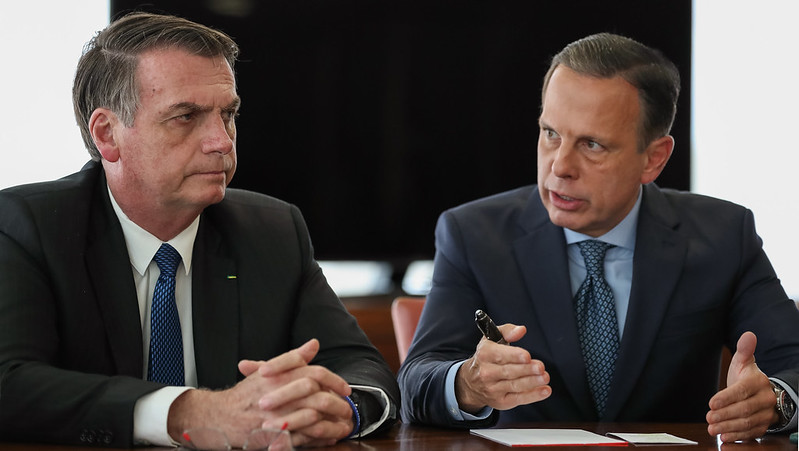 Audiência no Planalto em 2019, com Jair Bolsonaro e João Doria