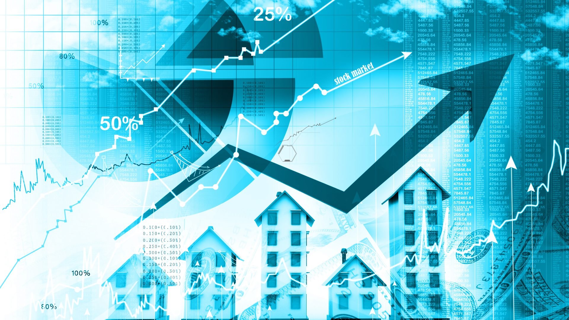 gráfico com prédios mostra variação do mercado de fundos imobiliários