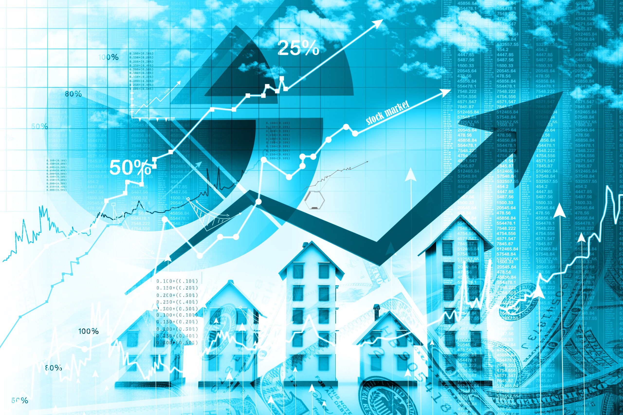 gráfico com prédios mostra variação do mercado de fundos imobiliários