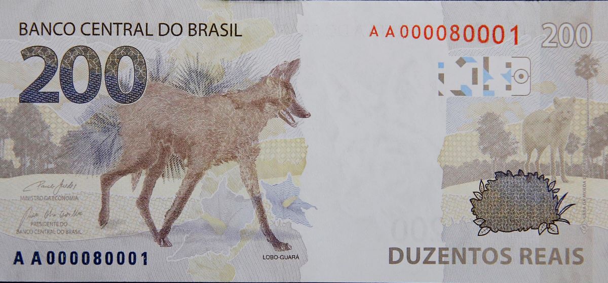 Lançada nota de R$ 200 reais com lobo-guará estampado na cédula