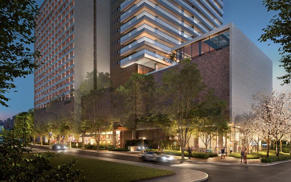 Imagem virtual do Boulevard do Hotel Fasano Itaim, em São Paulo