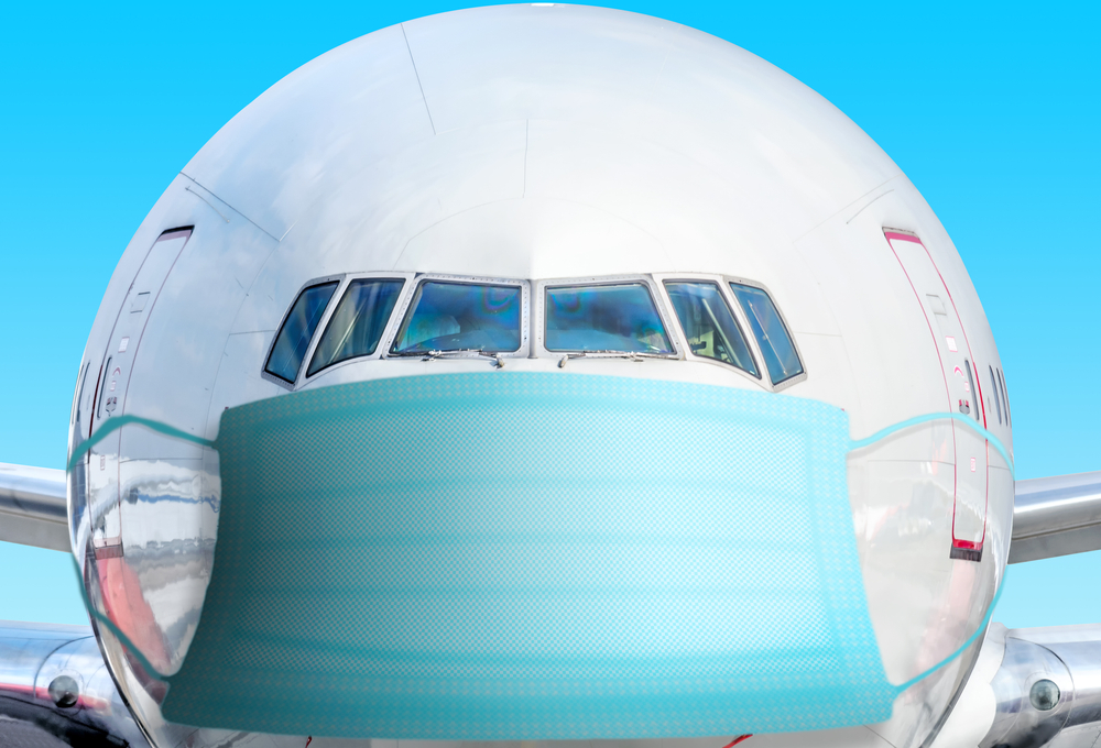Avião coronavírus covid máscara nova variante