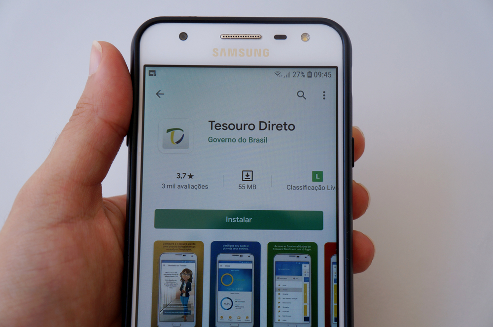 Tela de celular mostra o app do Tesouro Direto