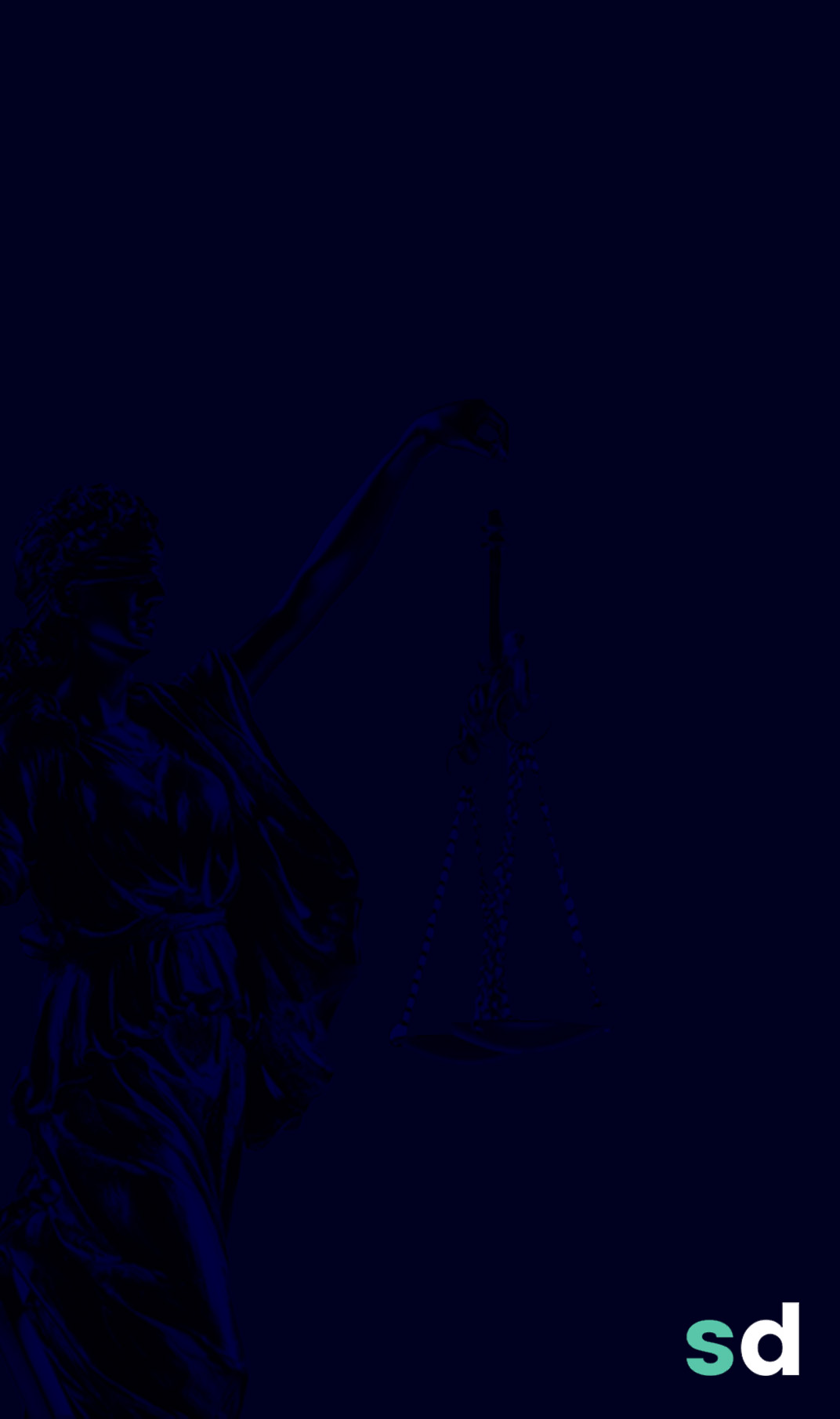 fundo azul com estátua da justiça