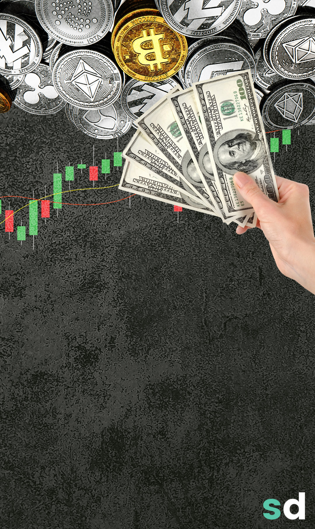 capa dolar, cripto e gráfico 