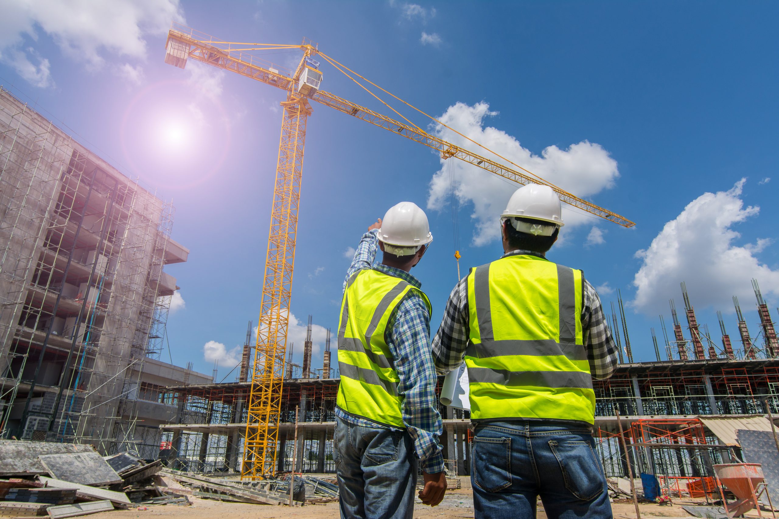 Civil,Engineer,Checking,Work,With,Walkie-talkie,For,Communication,To,Management