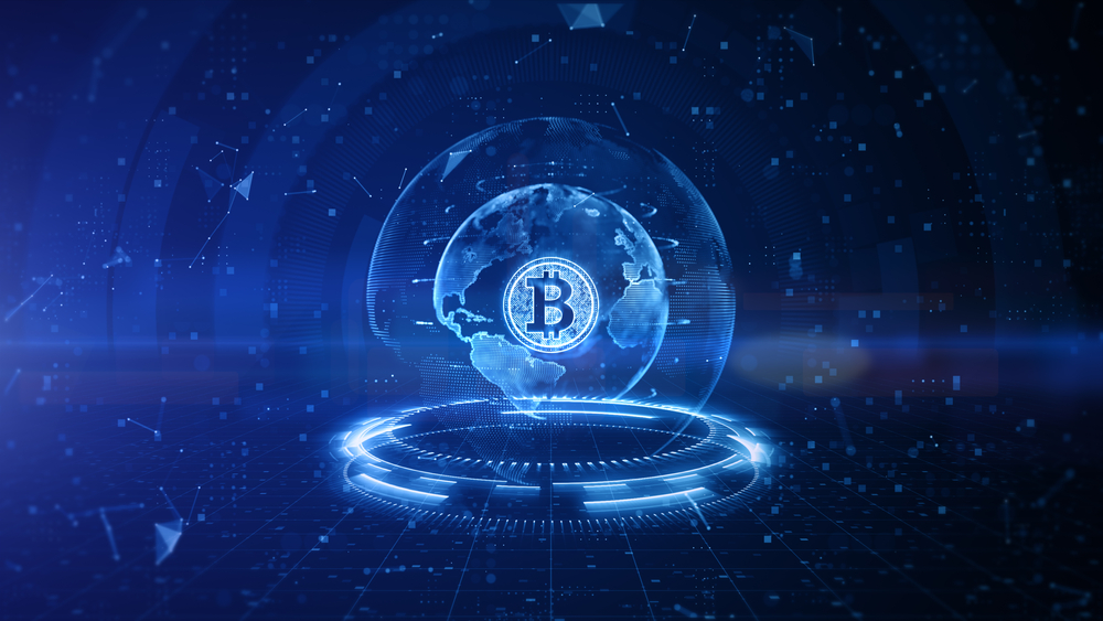imagem de uma representação gráfica do bitcoin