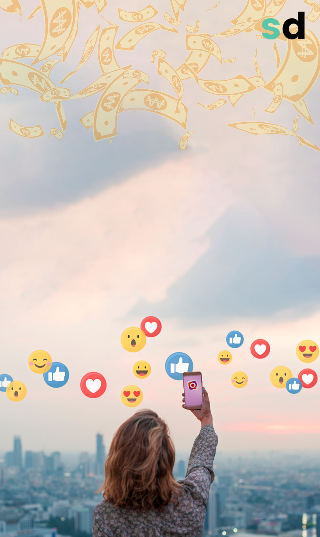 capa instagram likes e dinheiro