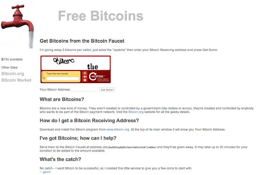 Foto mostra como era possível ganhar 5 bitcoins de forma totalmente gratuita apenas clicando em um botão de “captcha”. Imagem: Reprodução
