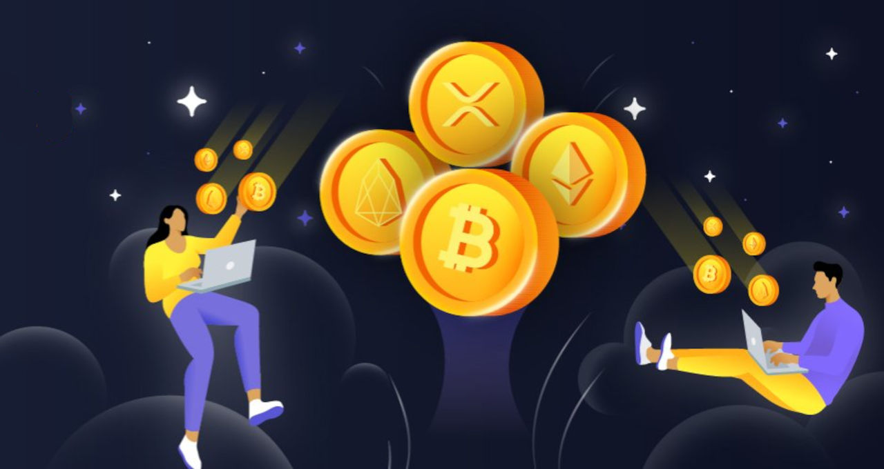Ilustração de pessoas negociando criptomoedas, em alusão à exchange de criptomoedas Bybit