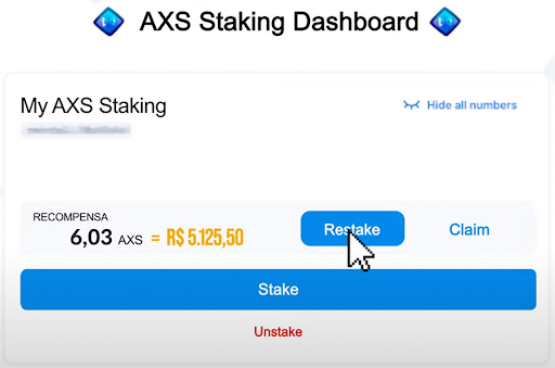 Ganhos com staking de AXS de mais de 5 mil reais