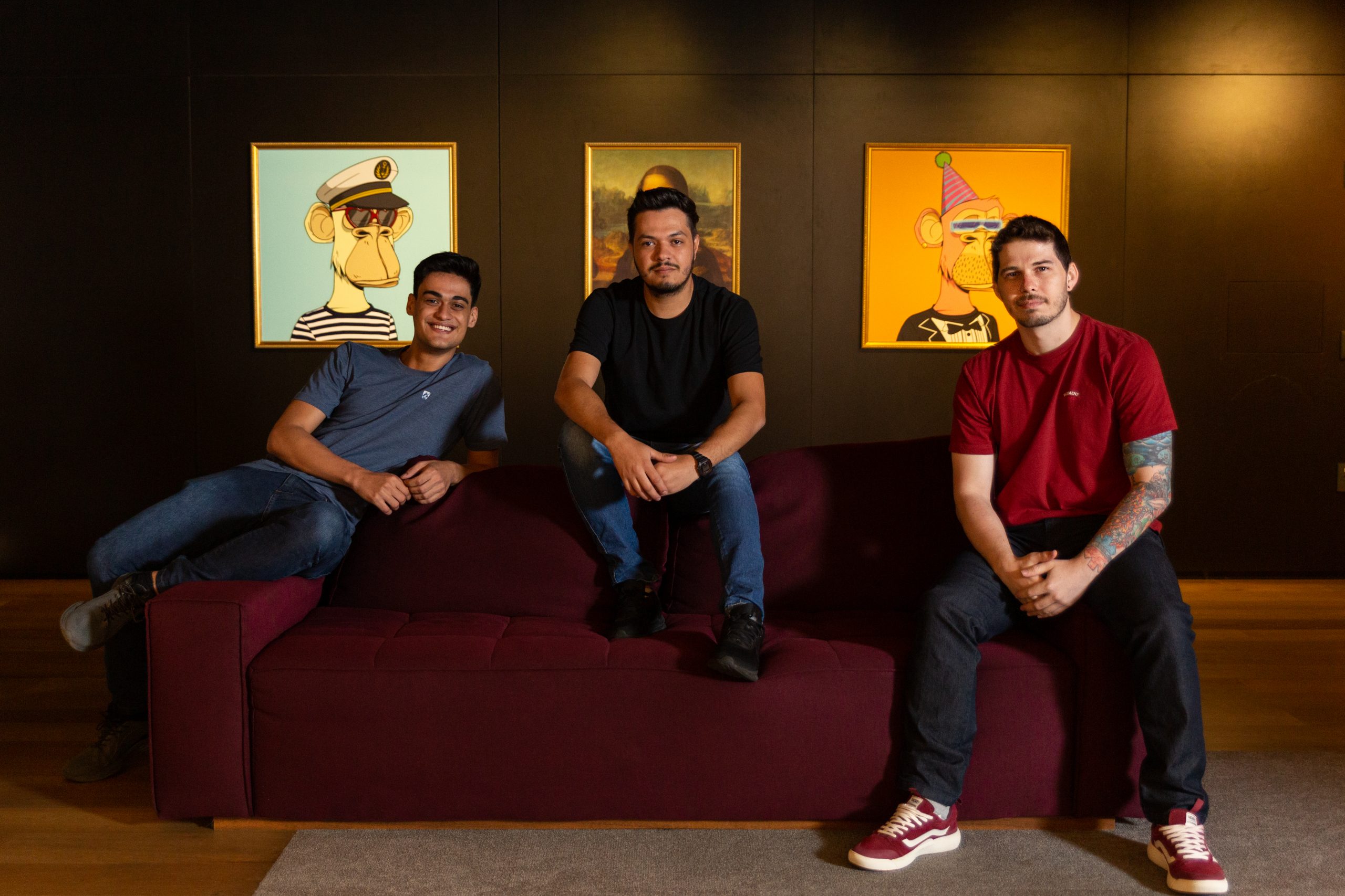 Lucas Molina, Fernando Vieira e Lucas Antonio na recepção da Empiricus Research