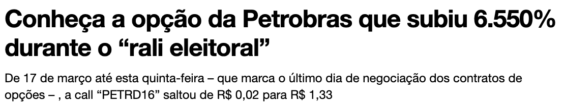 Conheça a opção da Petrobras que subiu 6.550% durante o "rali eleitoral"